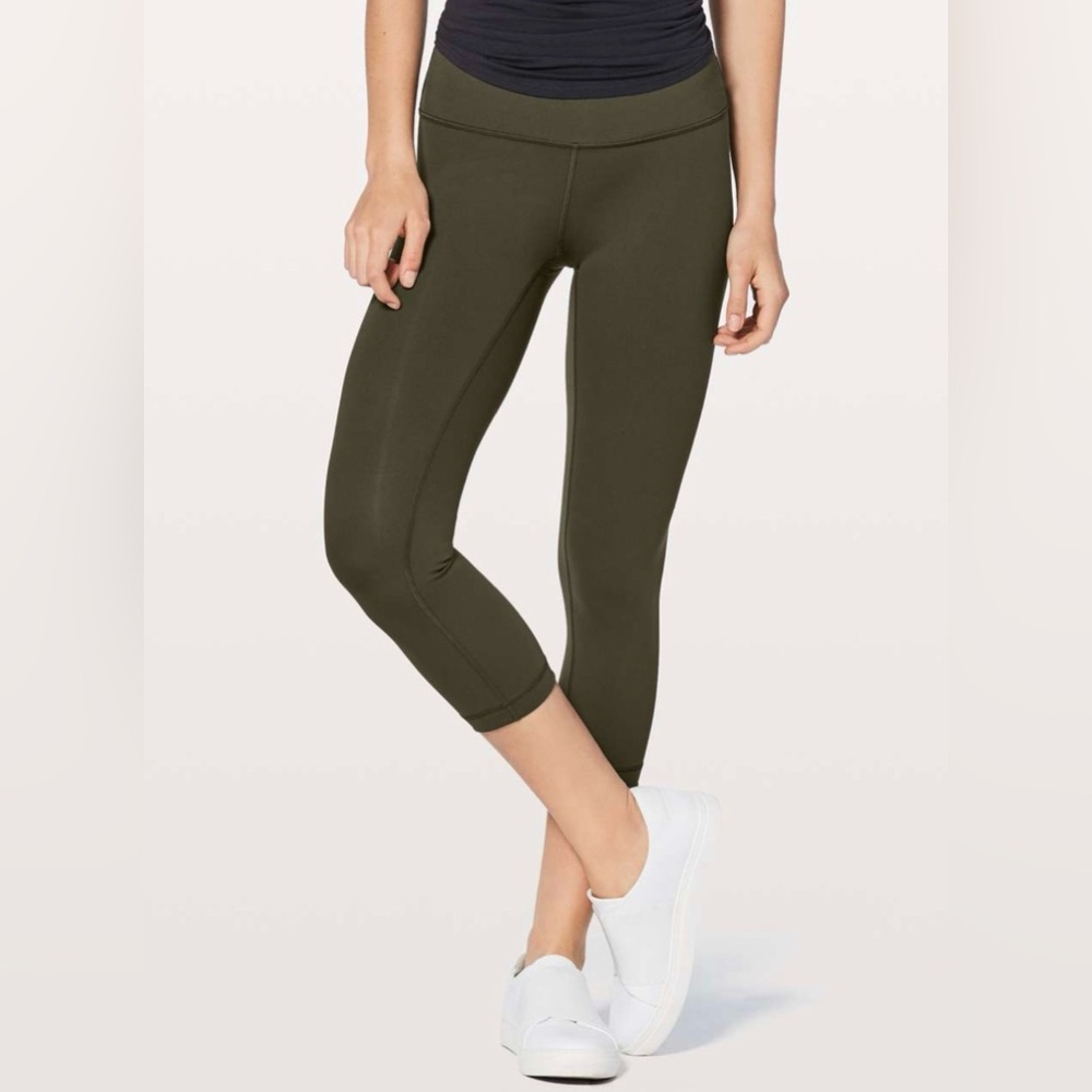 Lululemon Wunder Under Crop Hi-Rise Full-On Luxtreme 21" | Dark Olive